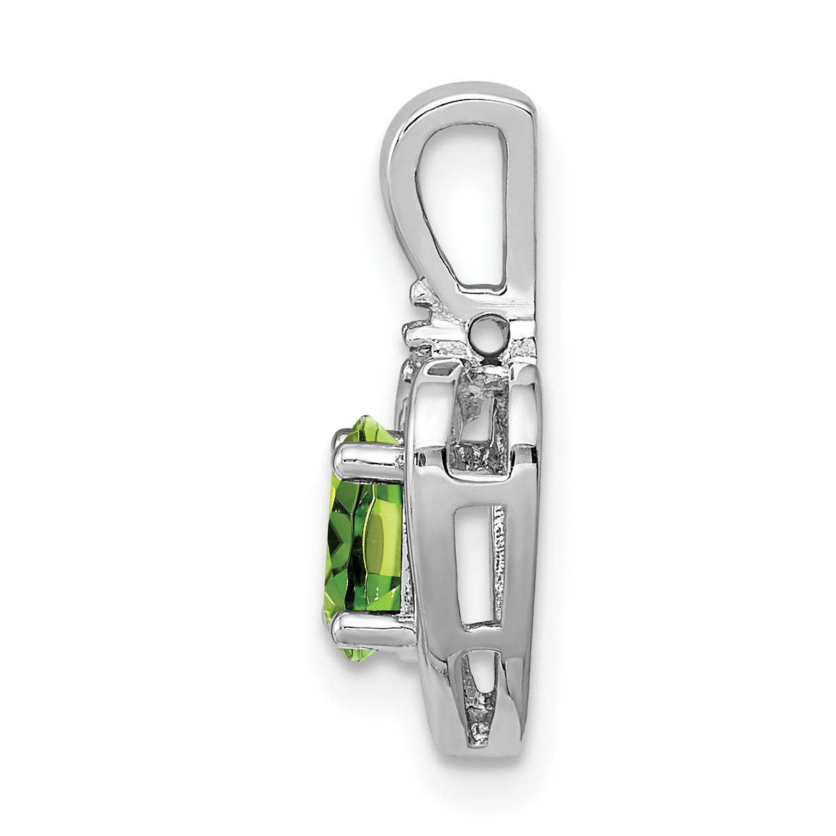 Sterling Silver Rhodium-Plated Peridot & Diam. Pendant