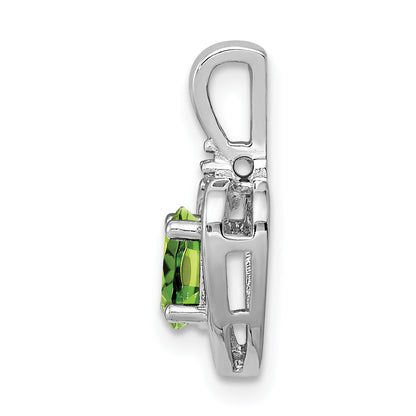 Sterling Silver Rhodium-Plated Peridot & Diam. Pendant