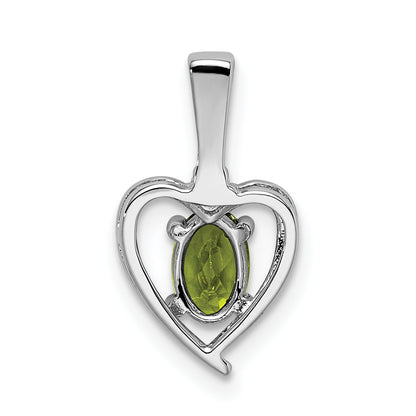 Sterling Silver Rhodium-Plated Peridot & Diam. Pendant