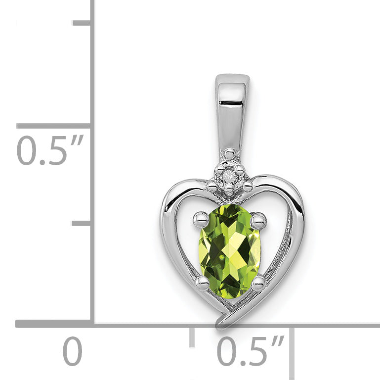Sterling Silver Rhodium-Plated Peridot & Diam. Pendant