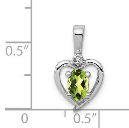 Sterling Silver Rhodium-Plated Peridot & Diam. Pendant