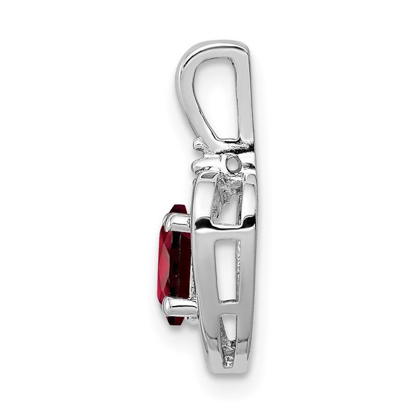 Sterling Silver Rhodium-Plated Garnet & Diam. Pendant