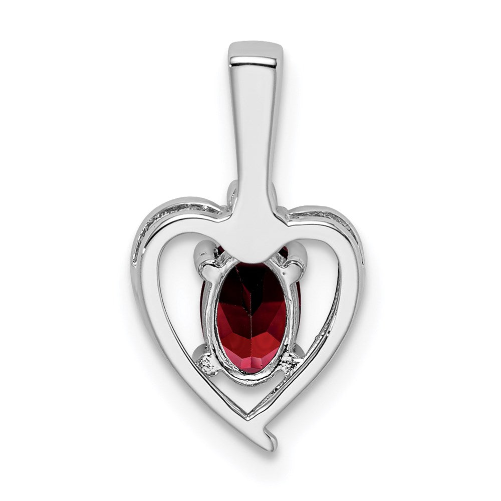 Sterling Silver Rhodium-Plated Garnet & Diam. Pendant