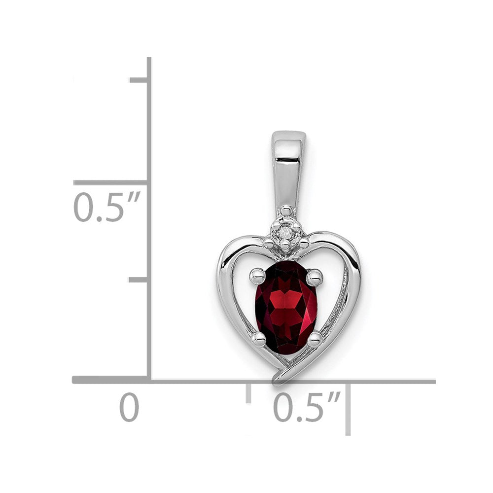 Sterling Silver Rhodium-Plated Garnet & Diam. Pendant