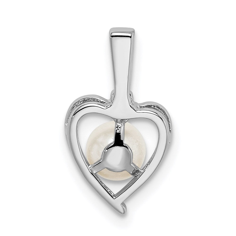 Sterling Silver Rhodium-Plated Fw Cultured Pearl & Diam. Pendant