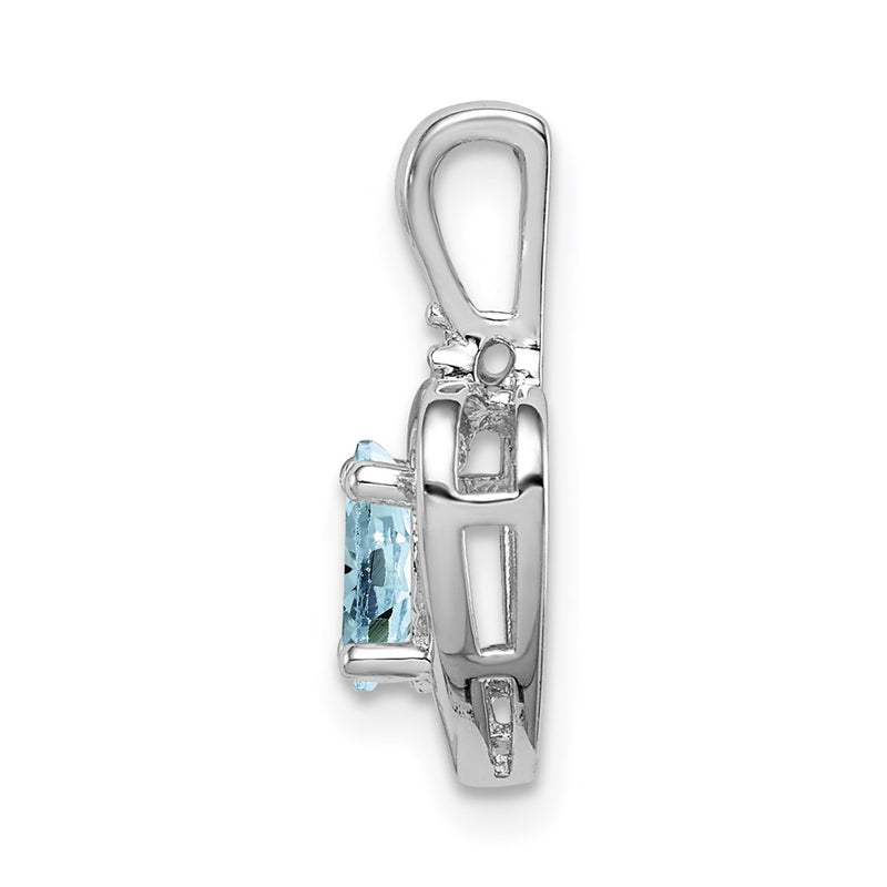 Sterling Silver Rhodium-Plated Aquamarine & Diam. Pendant
