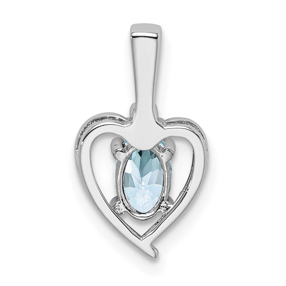 Sterling Silver Rhodium-Plated Aquamarine & Diam. Pendant