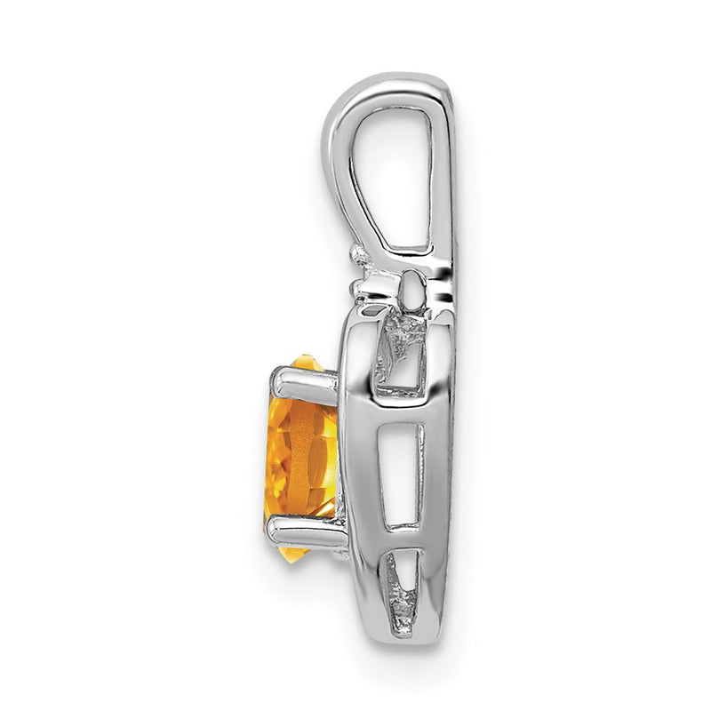 Sterling Silver Rhodium-Plated Citrine & Diam. Pendant