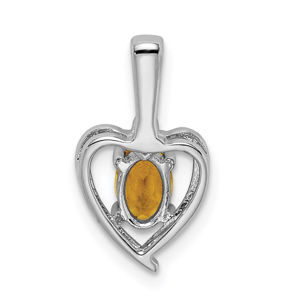 Sterling Silver Rhodium-Plated Citrine & Diam. Pendant