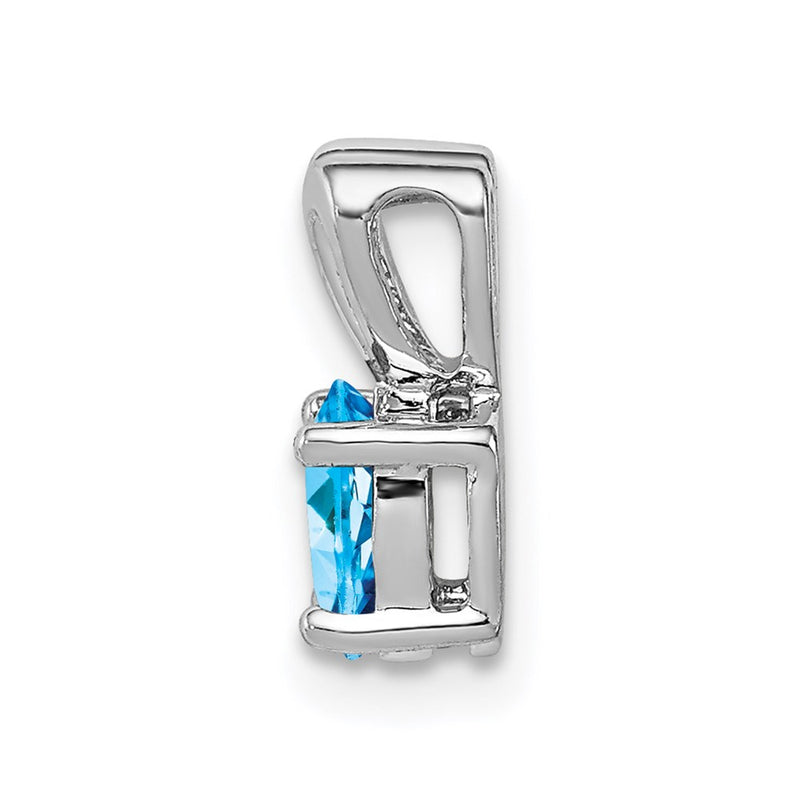Sterling Silver Rhodium-Plated Light Swiss Blue Topaz Pendant