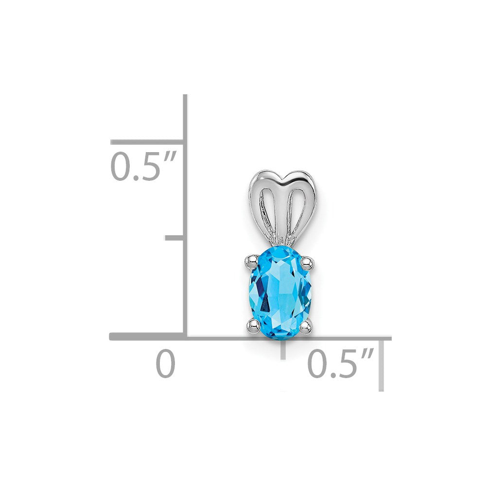 Sterling Silver Rhodium-Plated Light Swiss Blue Topaz Pendant