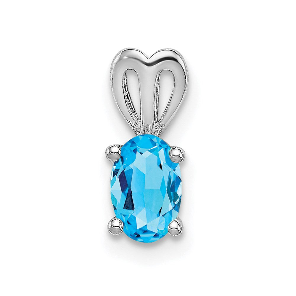 Sterling Silver Rhodium-Plated Light Swiss Blue Topaz Pendant