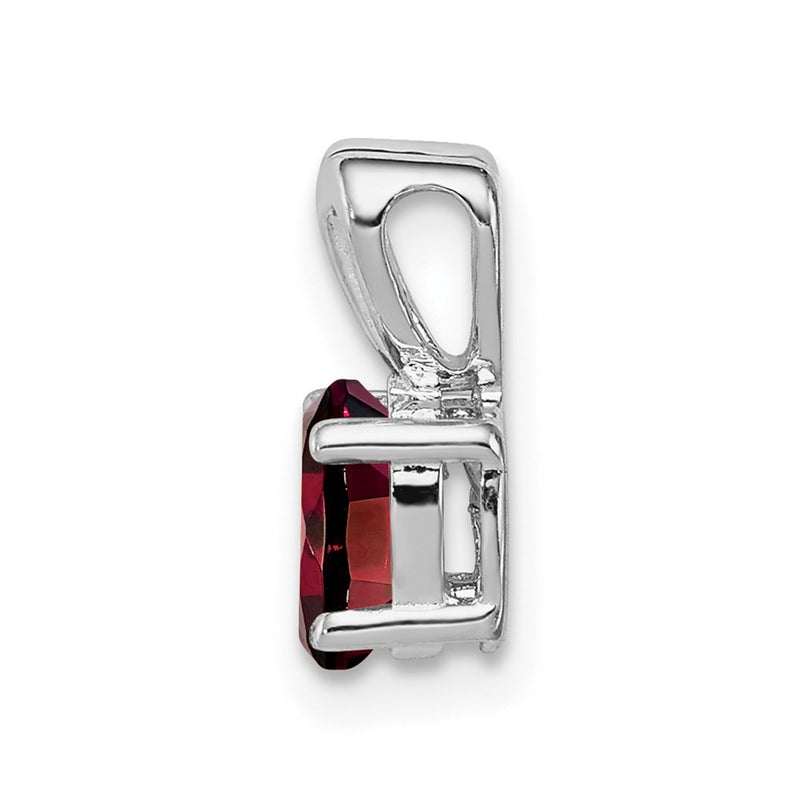 Sterling Silver Rhodium-Plated Garnet Pendant