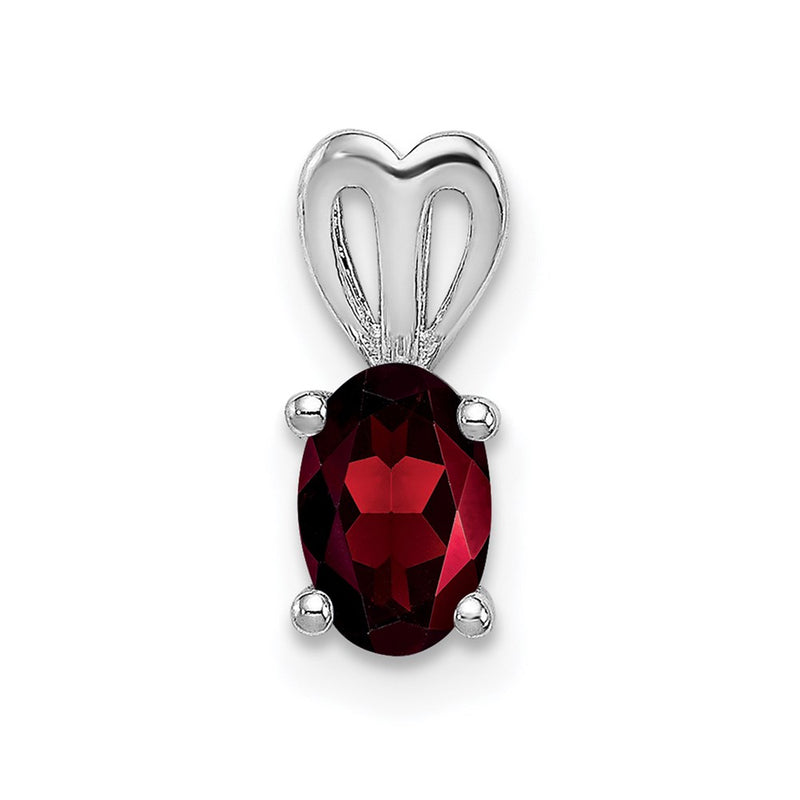 Sterling Silver Rhodium-Plated Garnet Pendant