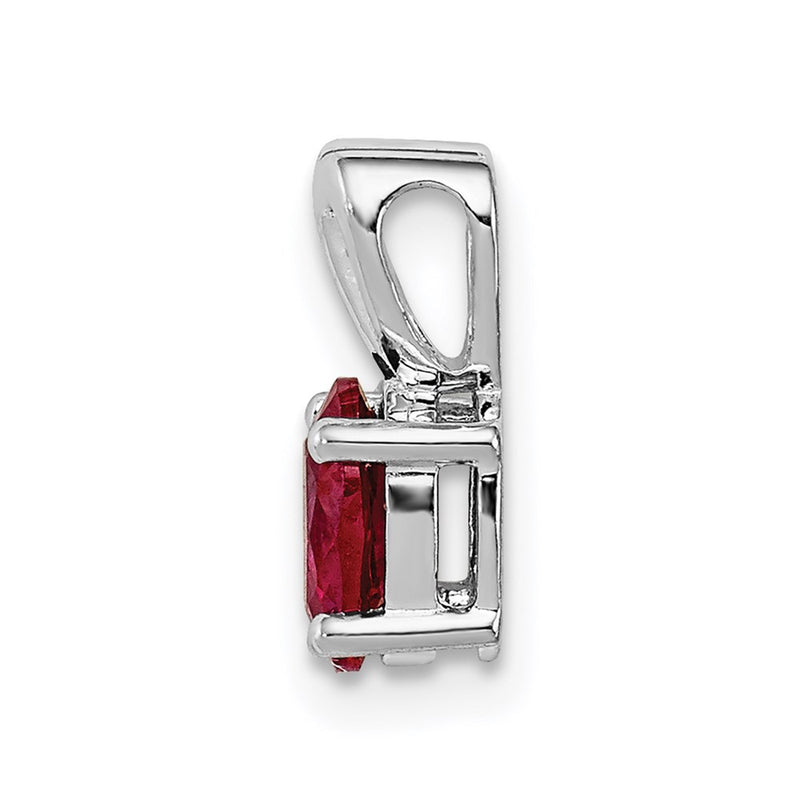Sterling Silver Rhodium-Plated Created Ruby Pendant