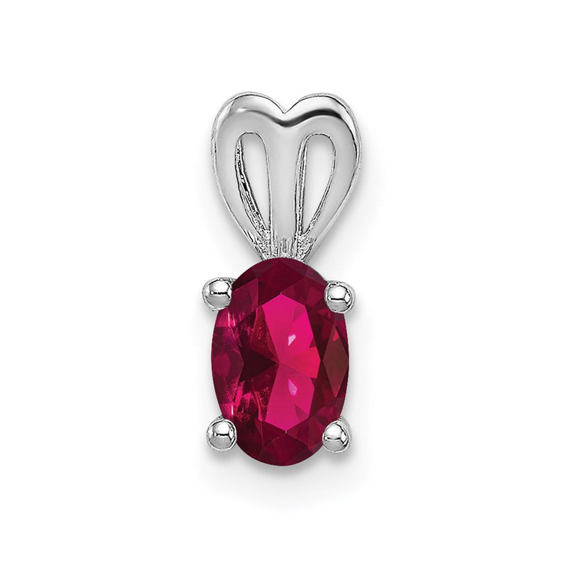 Sterling Silver Rhodium-Plated Created Ruby Pendant