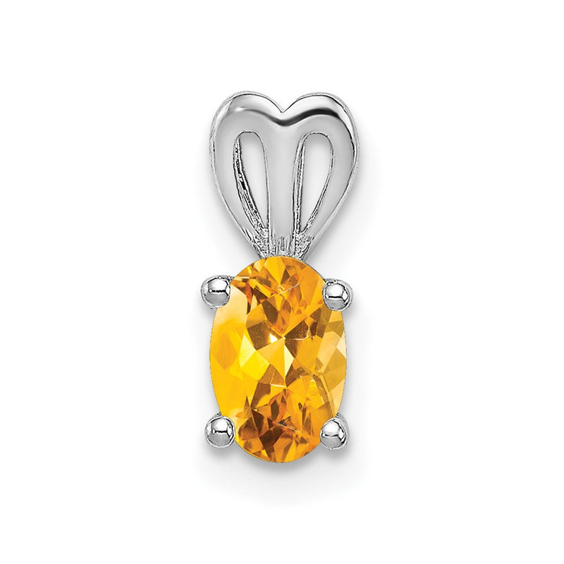 Sterling Silver Rhodium-Plated Citrine Pendant