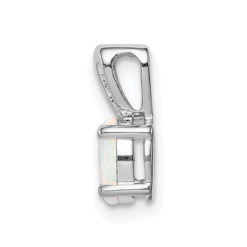 Sterling Silver Rhodium-Plated Created Opal Pendant