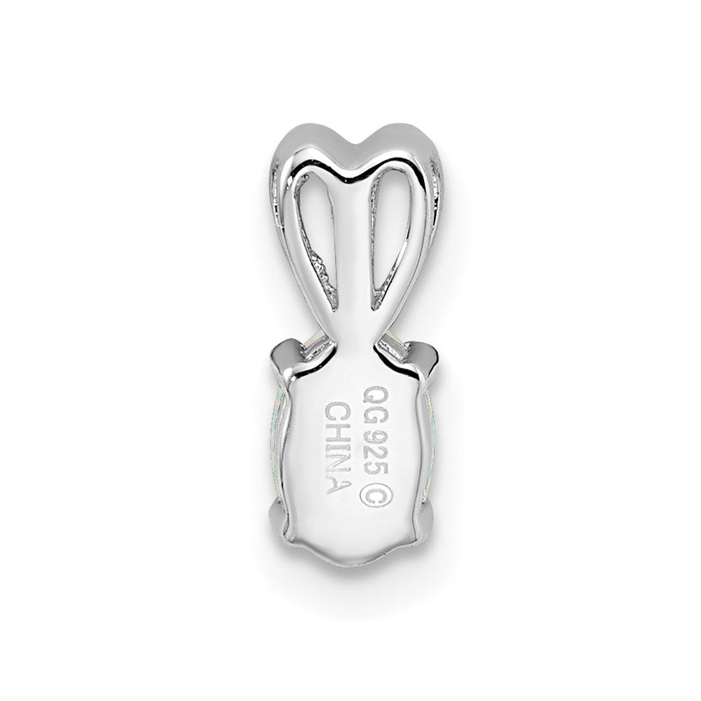 Sterling Silver Rhodium-Plated Created Opal Pendant