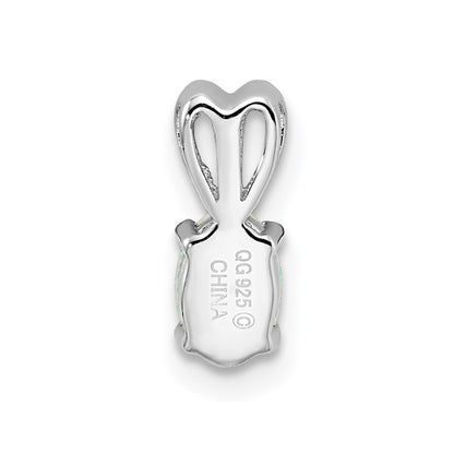 Sterling Silver Rhodium-Plated Created Opal Pendant