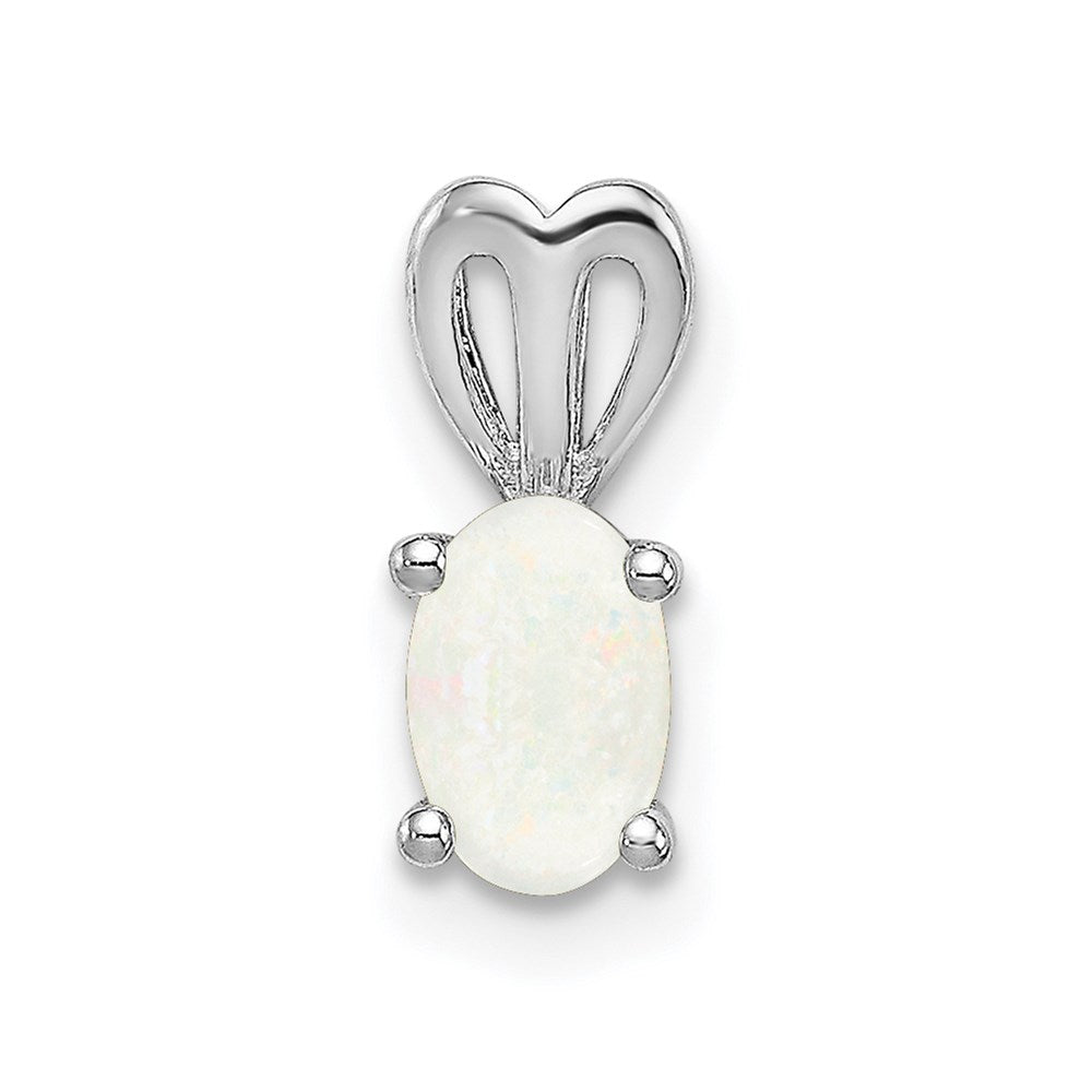 Sterling Silver Rhodium-Plated Created Opal Pendant