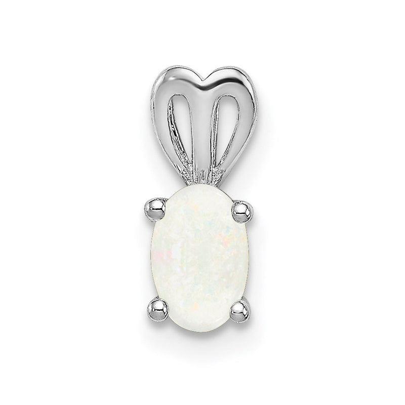 Sterling Silver Rhodium-Plated Created Opal Pendant