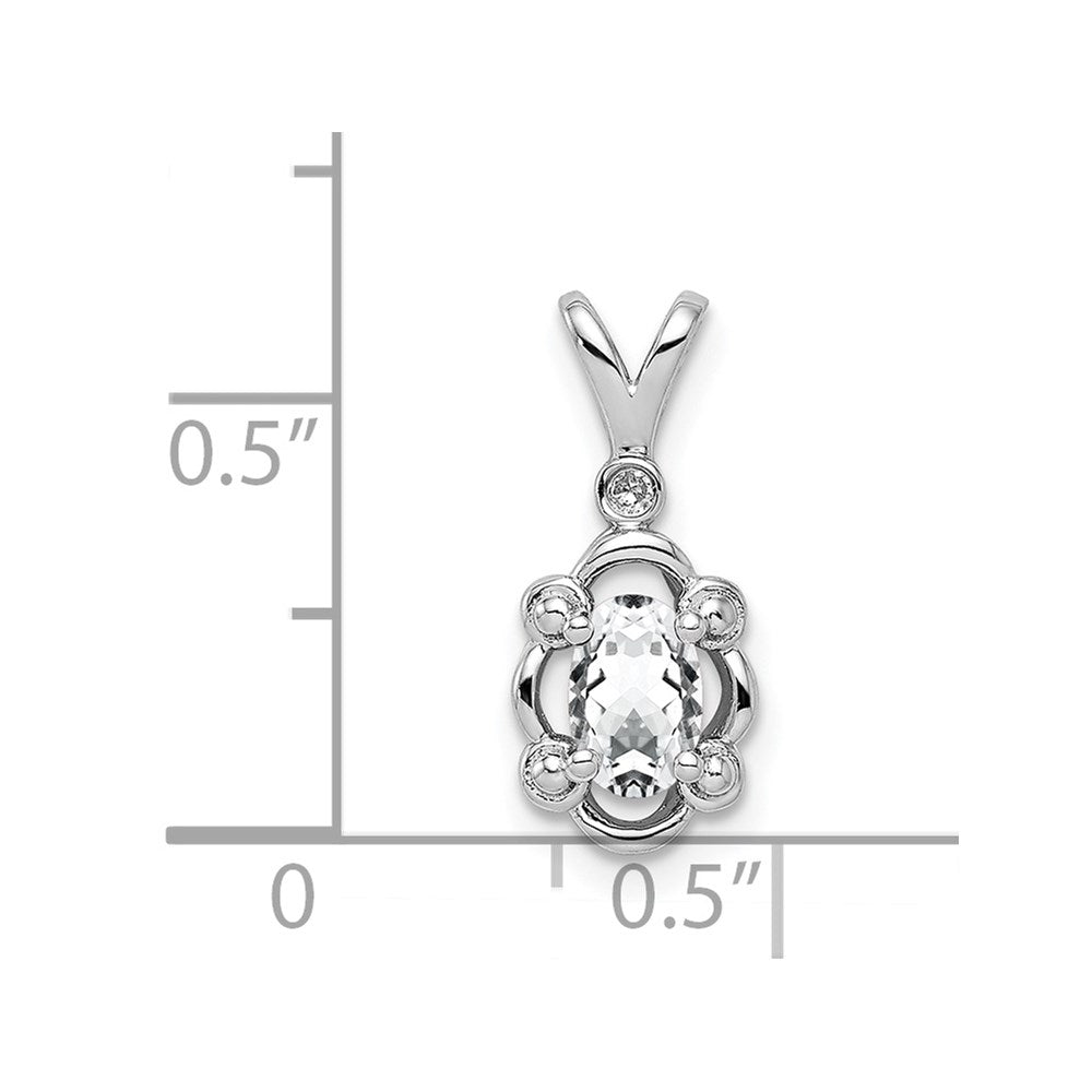 Sterling Silver Rhodium-Plated White Topaz & Diam. Pendant