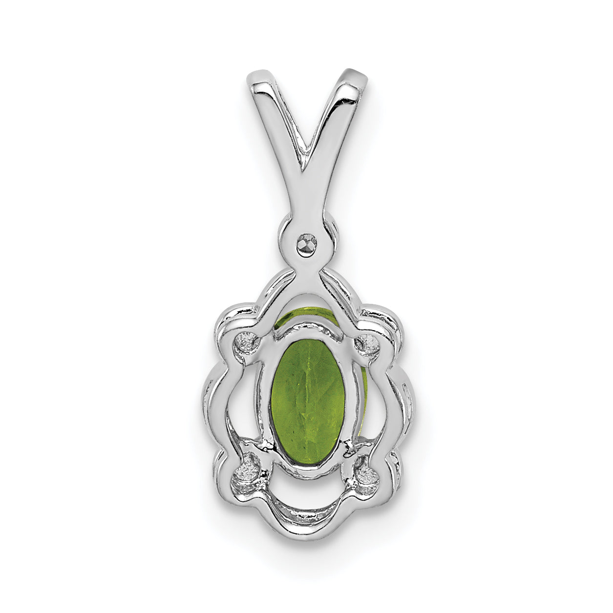 Sterling Silver Rhodium-Plated Peridot & Diam. Pendant