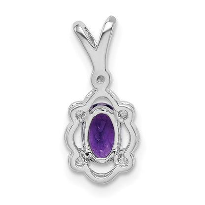 Sterling Silver Rhodium-Plated Amethyst & Diam. Pendant