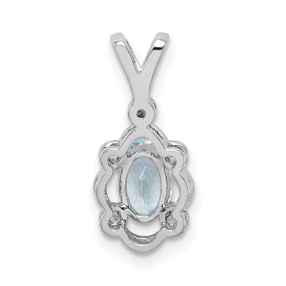 Sterling Silver Rhodium-Plated Aquamarine & Diam. Pendant