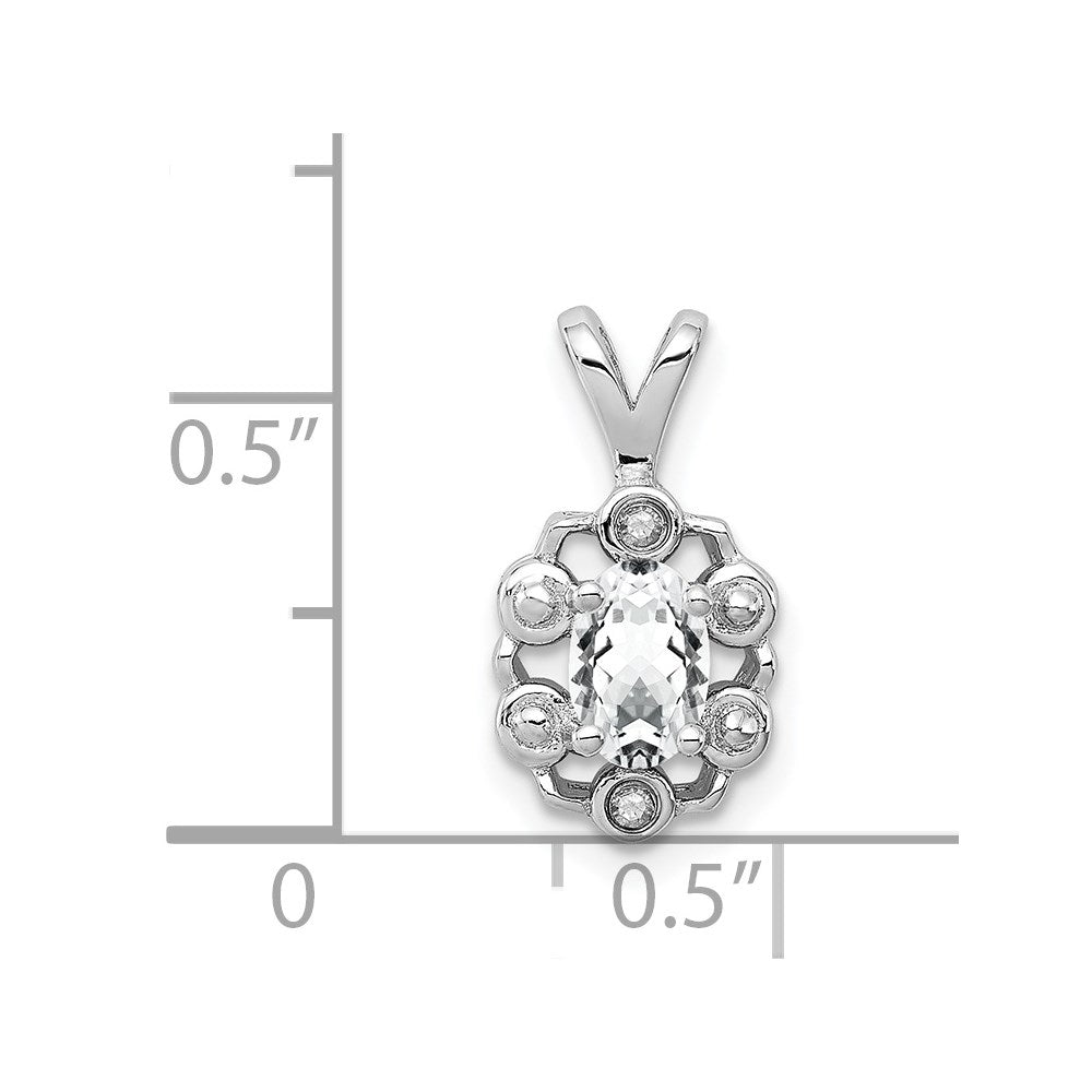 Sterling Silver Rhodium-Plated White Topaz & Diam. Pendant