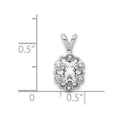 Sterling Silver Rhodium-Plated White Topaz & Diam. Pendant