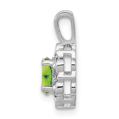 Sterling Silver Rhodium-Plated Peridot & Diam. Pendant
