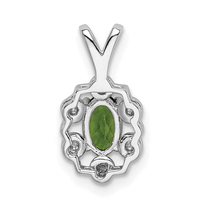 Sterling Silver Rhodium-Plated Peridot & Diam. Pendant