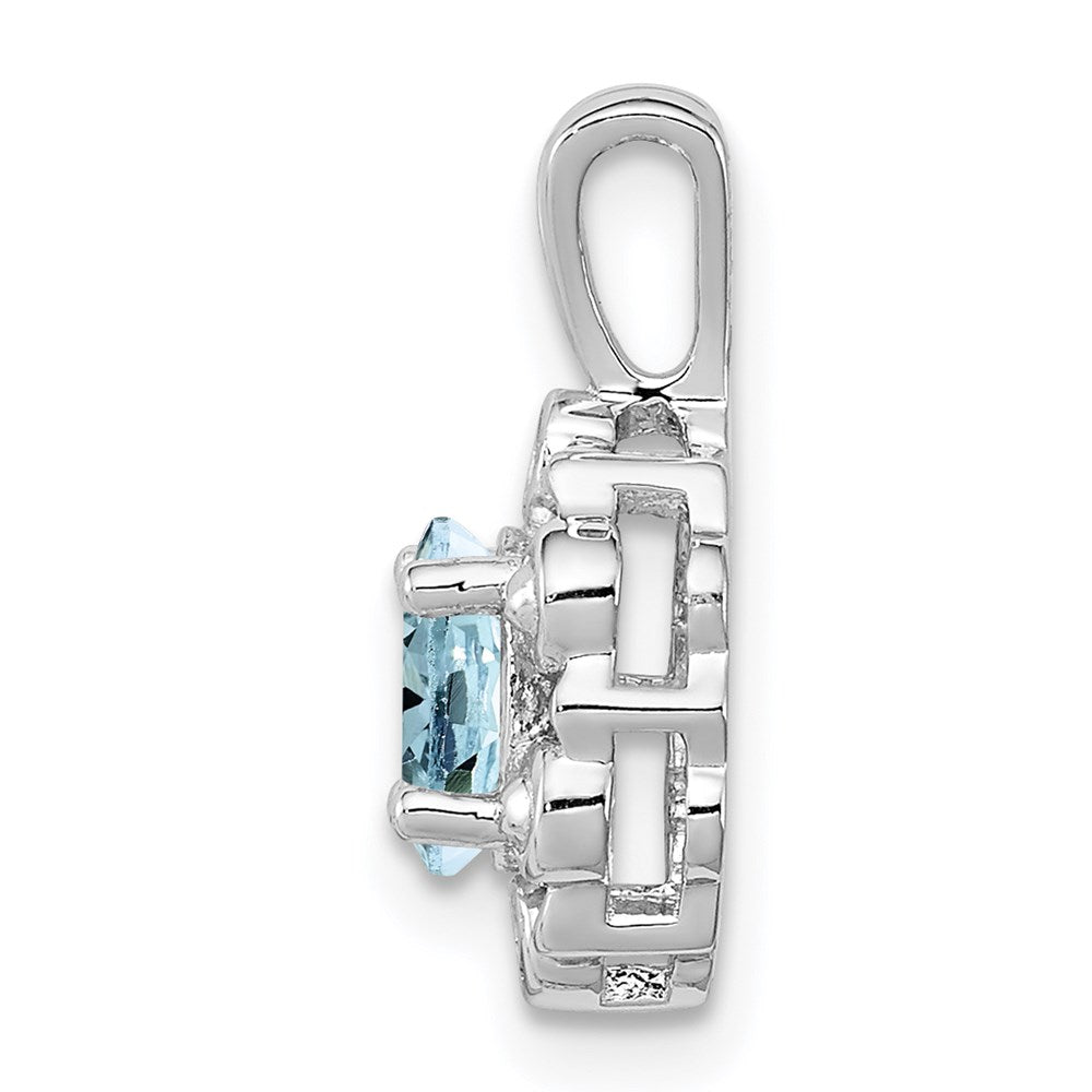 Sterling Silver Rhodium-Plated Aquamarine & Diam. Pendant