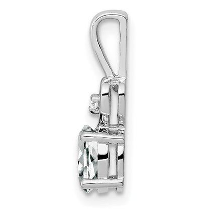 Sterling Silver Rhodium-Plated White Topaz & Diam. Pendant