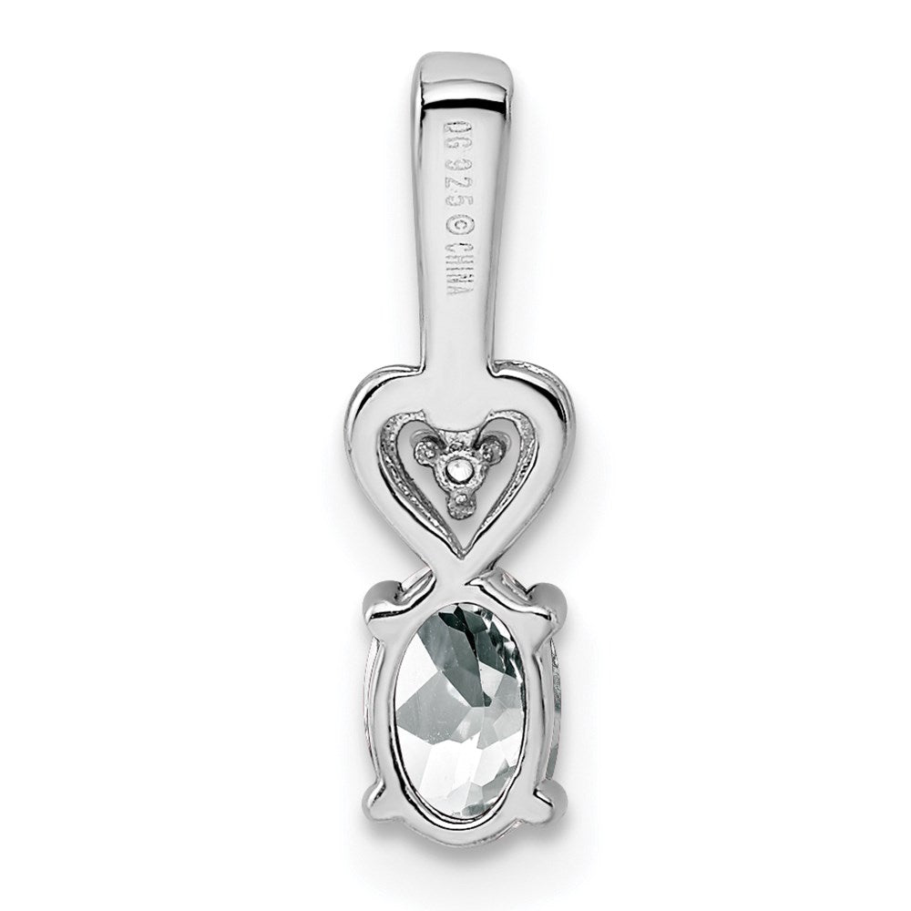Sterling Silver Rhodium-Plated White Topaz & Diam. Pendant