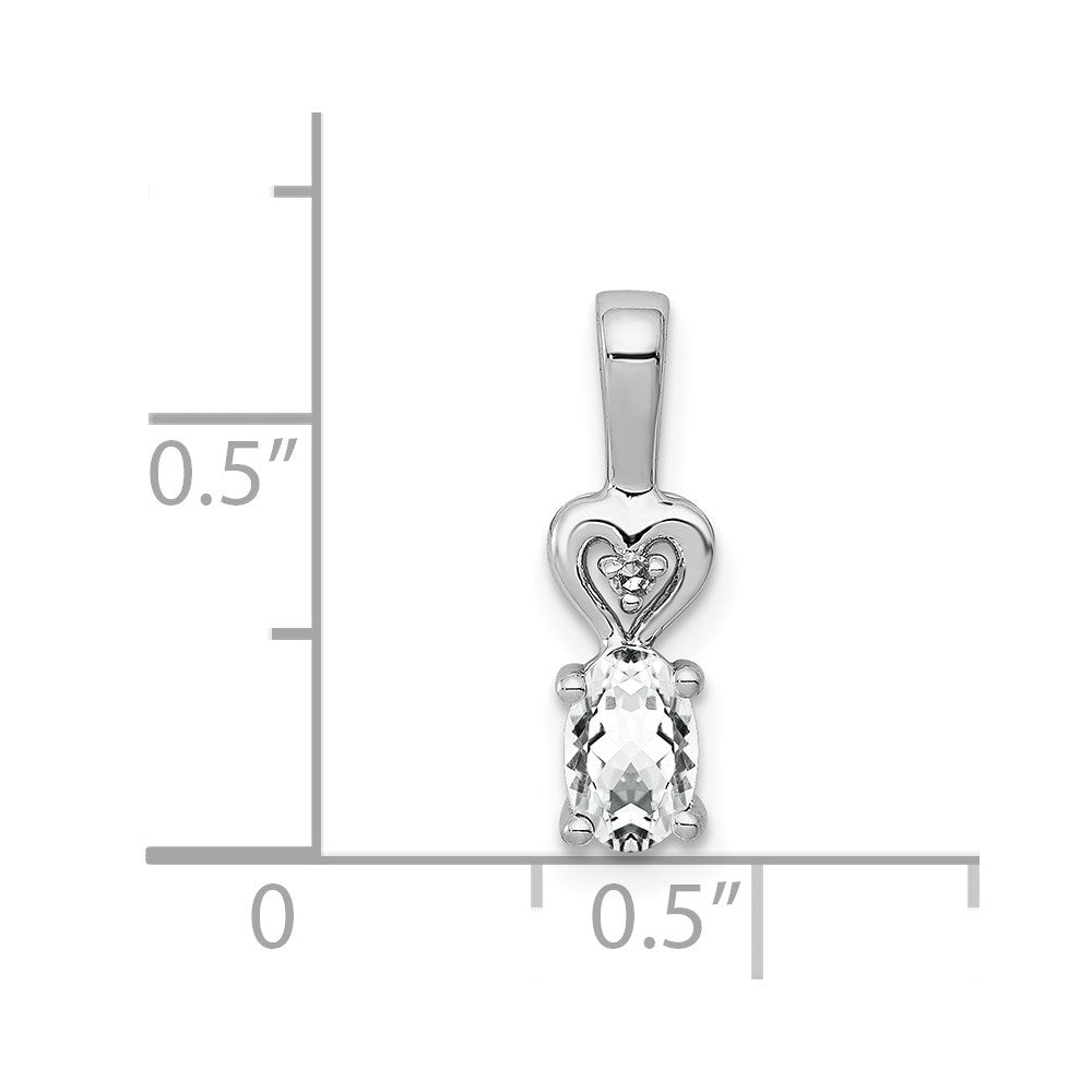 Sterling Silver Rhodium-Plated White Topaz & Diam. Pendant