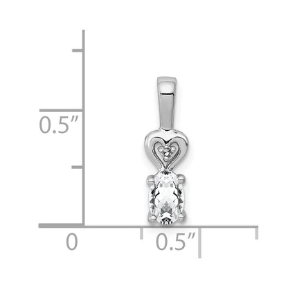 Sterling Silver Rhodium-Plated White Topaz & Diam. Pendant