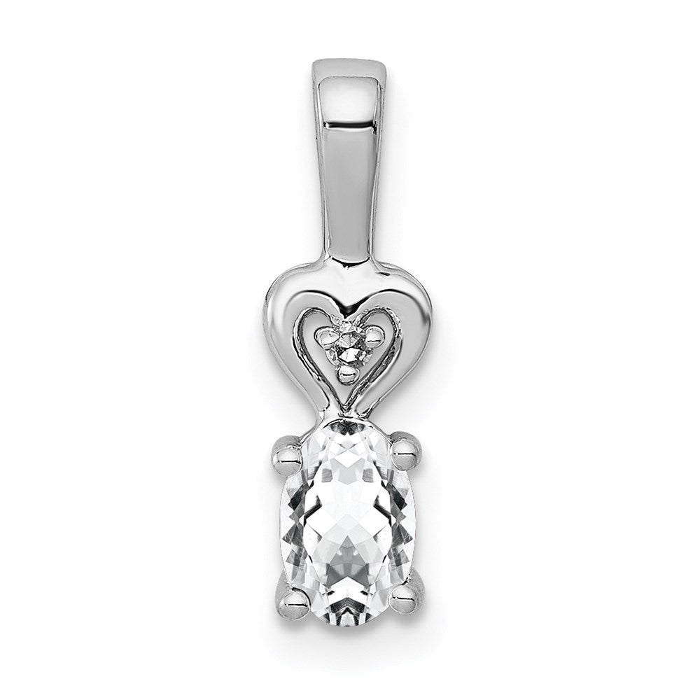 Sterling Silver Rhodium-Plated White Topaz & Diam. Pendant
