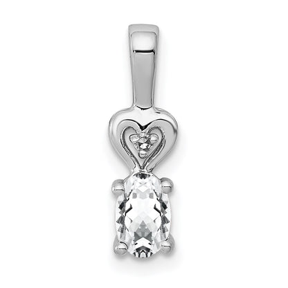 Sterling Silver Rhodium-Plated White Topaz & Diam. Pendant