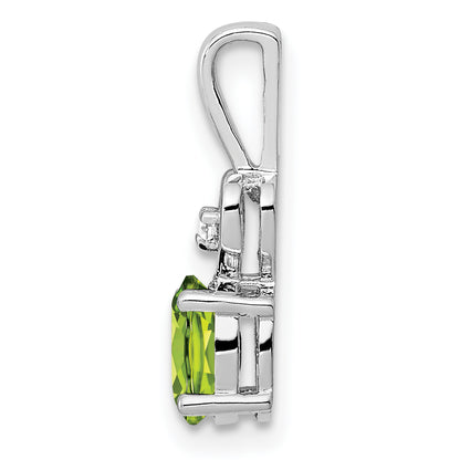 Sterling Silver Rhodium-Plated Peridot & Diam. Pendant