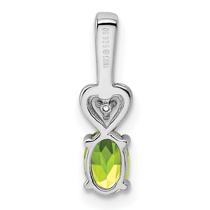 Sterling Silver Rhodium-Plated Peridot & Diam. Pendant