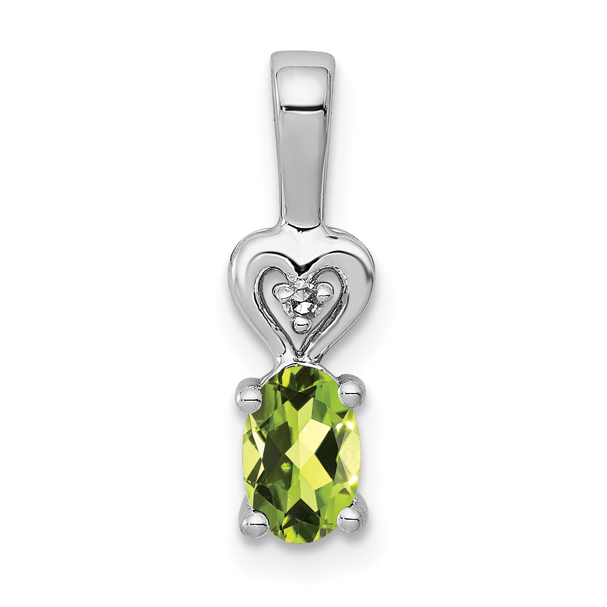 Sterling Silver Rhodium-Plated Peridot & Diam. Pendant