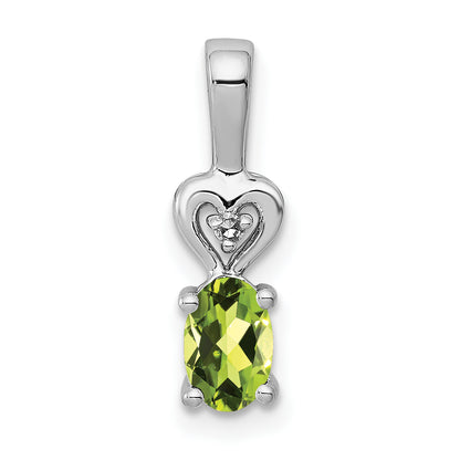 Sterling Silver Rhodium-Plated Peridot & Diam. Pendant