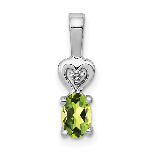 Sterling Silver Rhodium-Plated Peridot & Diam. Pendant