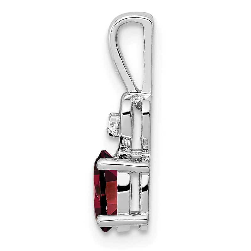 Sterling Silver Rhodium-Plated Garnet & Diam. Pendant