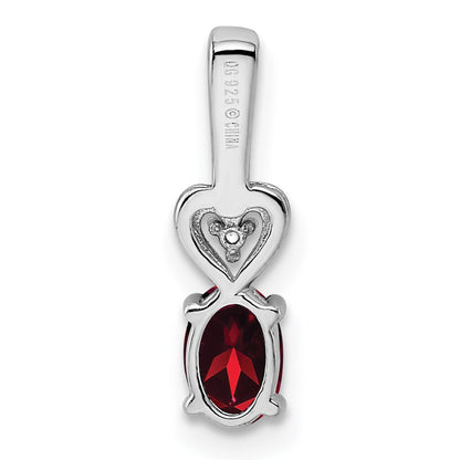 Sterling Silver Rhodium-Plated Garnet & Diam. Pendant