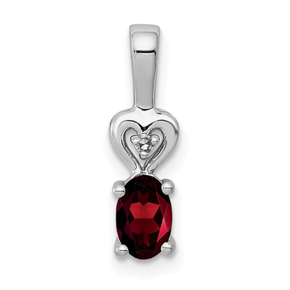Sterling Silver Rhodium-Plated Garnet & Diam. Pendant