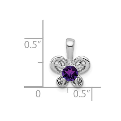 Sterling Silver Rhodium-Plated Amethyst Pendant